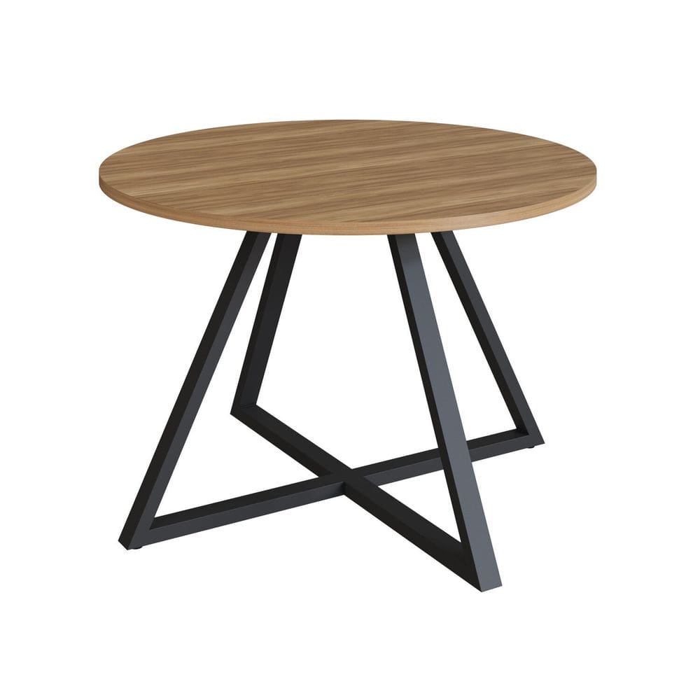 Mesa de Jantar 4 Lugares Redonda 110cm Home Office Concept Nogal Sevilha/Preto