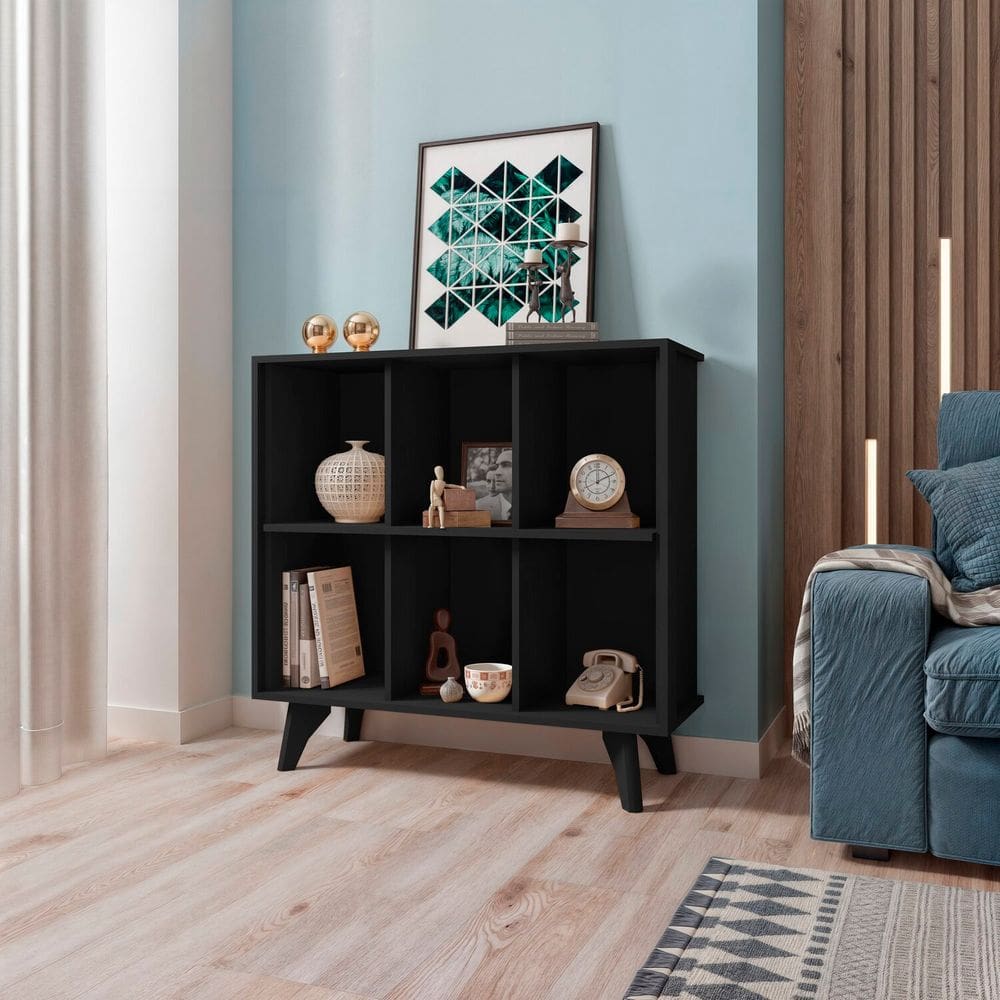 Estante Retrô Organizador com 6 Nichos Panamá Preto