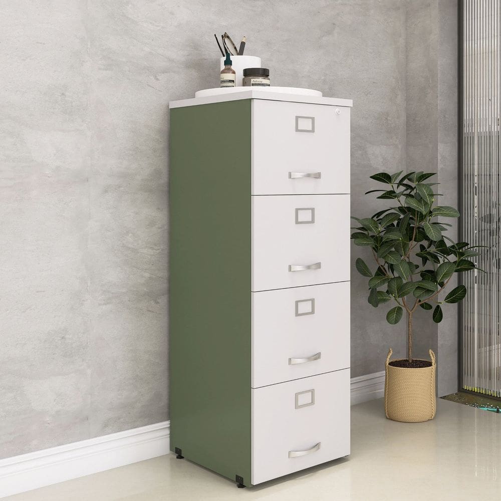 Arquivo Madeira 04 Gavetas Of04gp25 Salvia/Branco