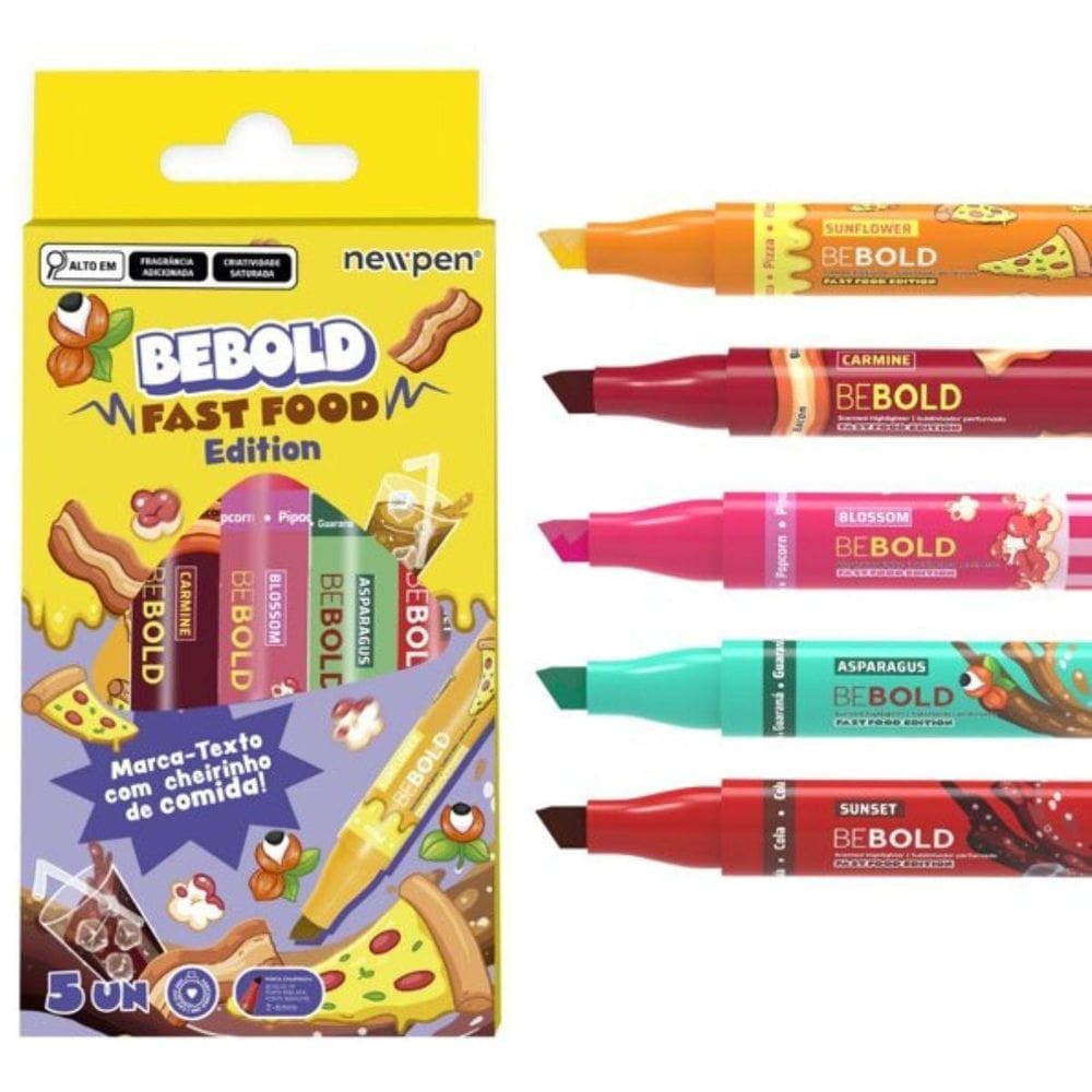 Marca Texto Be Bold Fast Food Edition - 5 Cores - Newpen