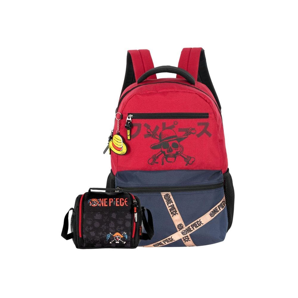 Kit Escolar Mochila Costas + Lancheira One Piece - Vermelho