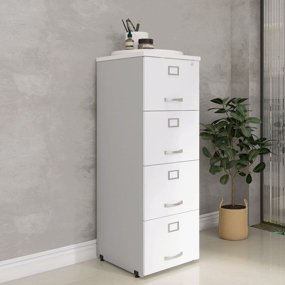 Arquivo Madeira 04 Gavetas Of04gp25 Cinza/Branco