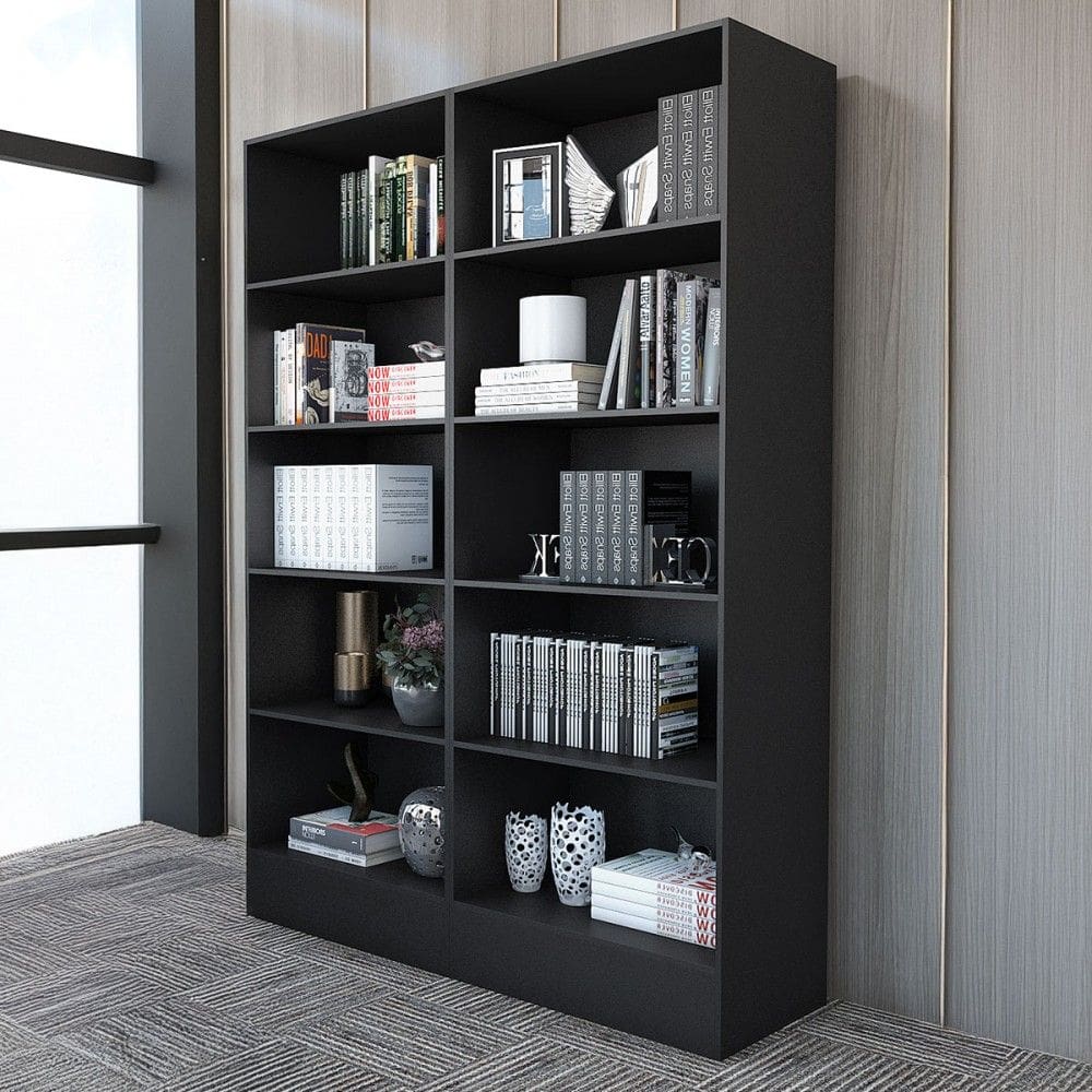Estante para Livros Duda 8 Prateleiras Preto - Carioca Móveis