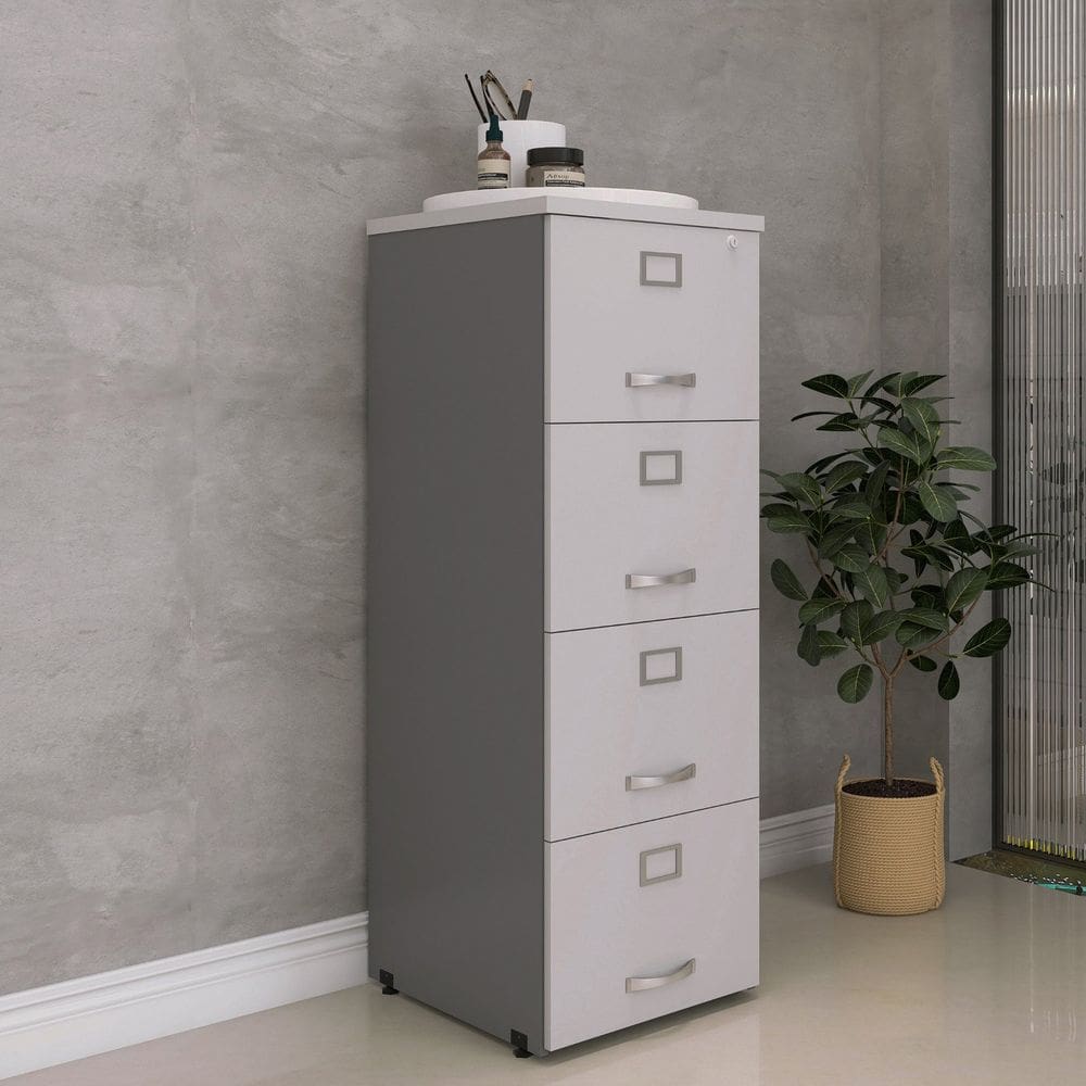 Arquivo Madeira 04 Gavetas Of04gp25 Grafito/Cinza