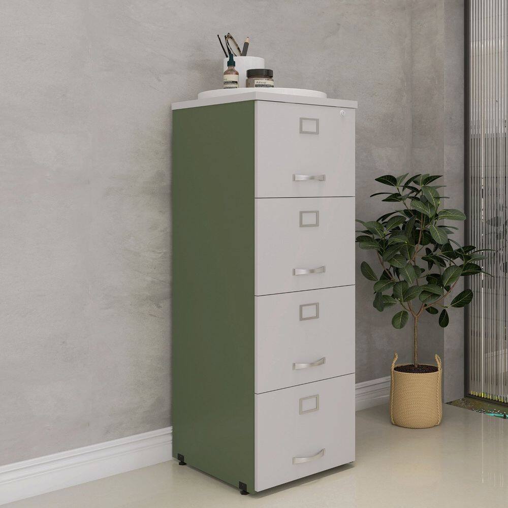 Arquivo Madeira 04 Gavetas Of04gp25 Salvia/Cinza