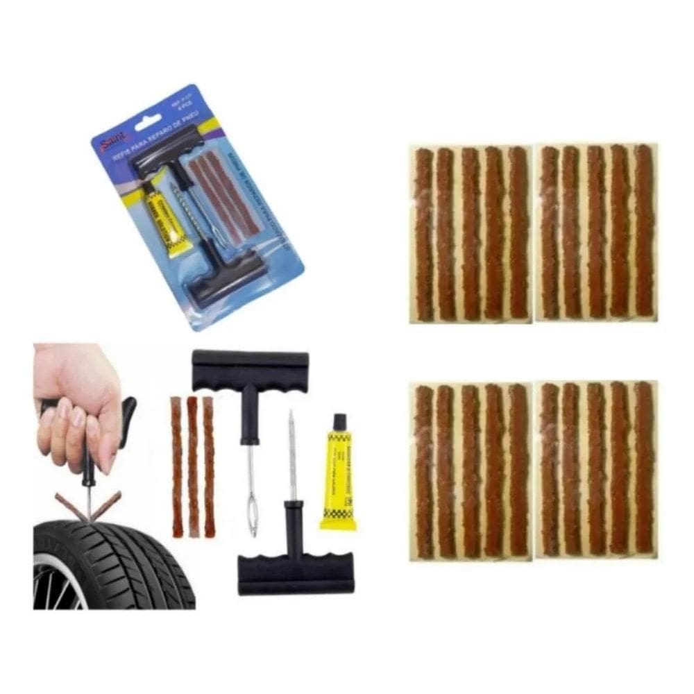 3X Kit Conserto E Reparo De Pneus Completo 23 Macarrão Barat