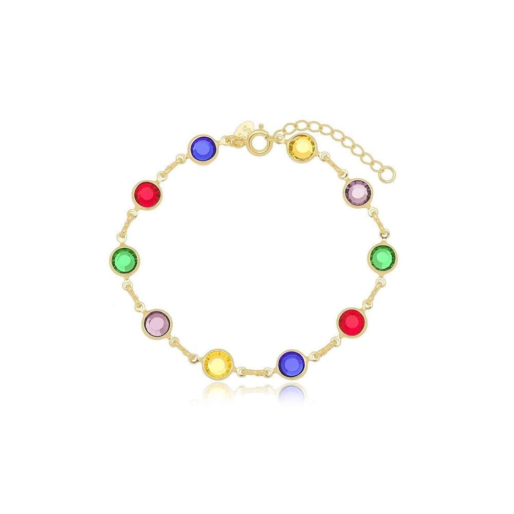 Pulseira Colorida Banhada A Ouro 18K