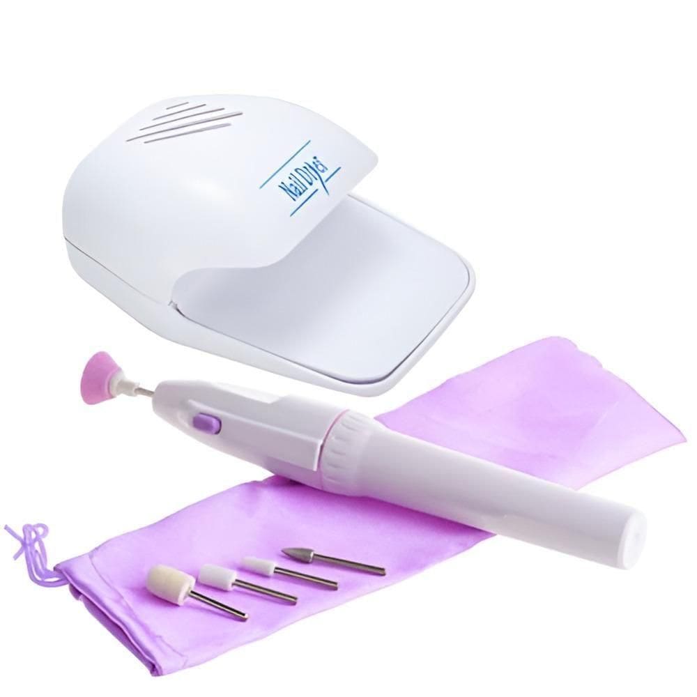 Kit Manicure Profissional Com Lixadeira Elétrica E Secador De Unhas Modela, Lixa E Seca Com Eficiência
