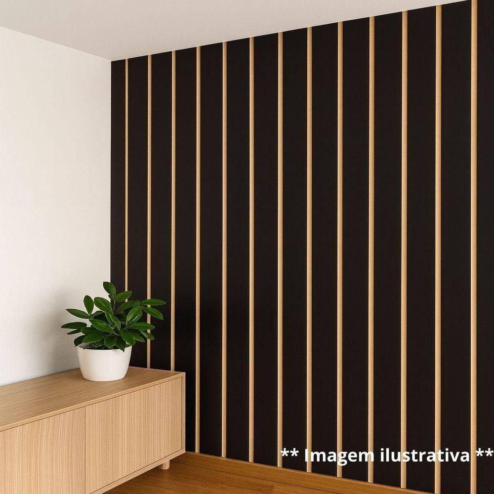 Painel Ripado Parede Versátil Kit 50 Placas Mdf 45 X 11 Cm Preto