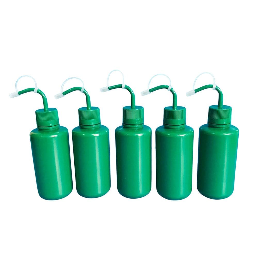 Pisseta Polietileno Verde 500 Ml Bico Curvo Kit 5 Un