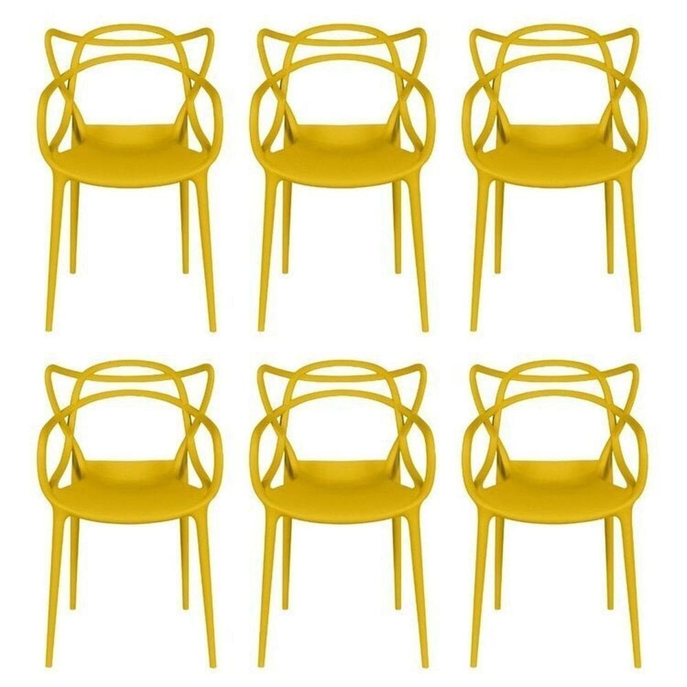 Kit com 6 Cadeiras para Sala de Jantar Allegra Solna Amarelo