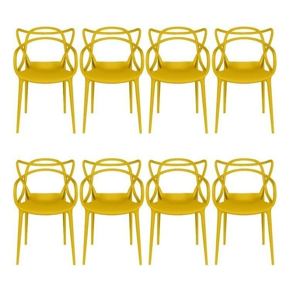 Kit com 8 Cadeiras para Sala de Jantar Allegra Solna Amarelo