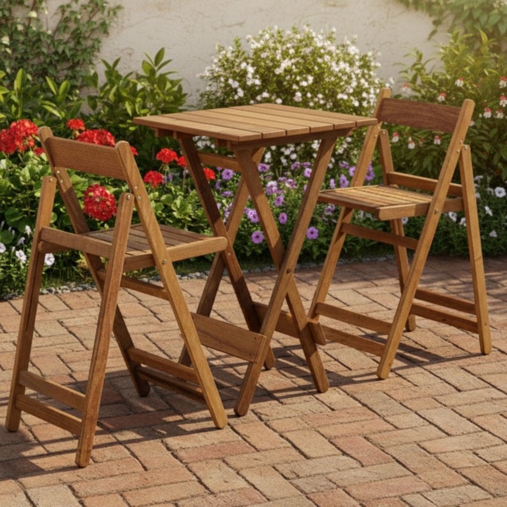 Conjunto de Mesa Bistrô e 2 Cadeiras em Madeira Nobre Marrom