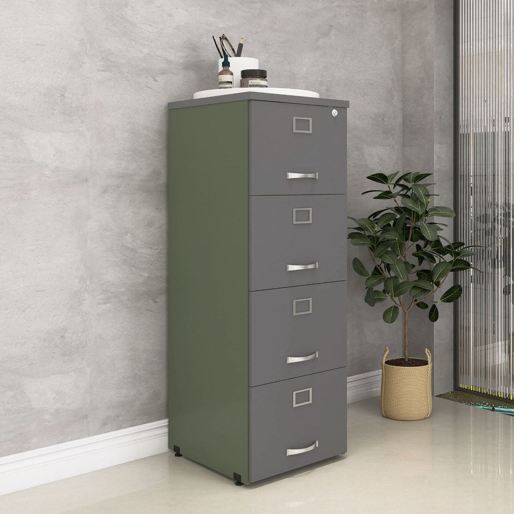 Arquivo Madeira 04 Gavetas Of04gp25 Salvia/Grafito