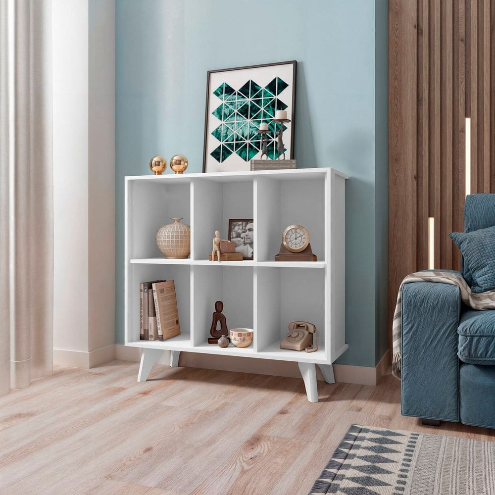 Estante Retrô Organizador com 6 Nichos Panamá Branco