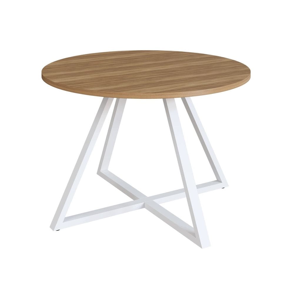 Mesa de Jantar 4 Lugares Redonda 110cm Home Office Concept Nogal Sevilha/Branco