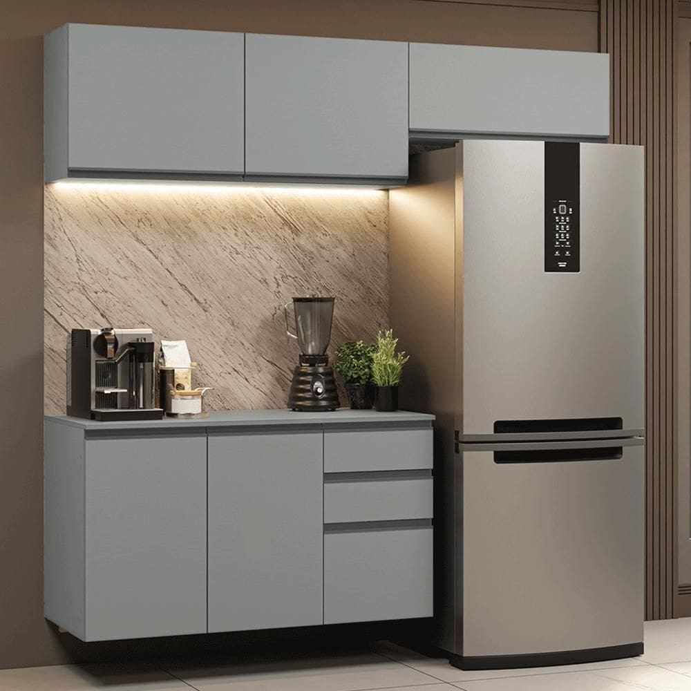 Armário De Cozinha Compacta Suspenso Nice Madesa XA05 Cinza