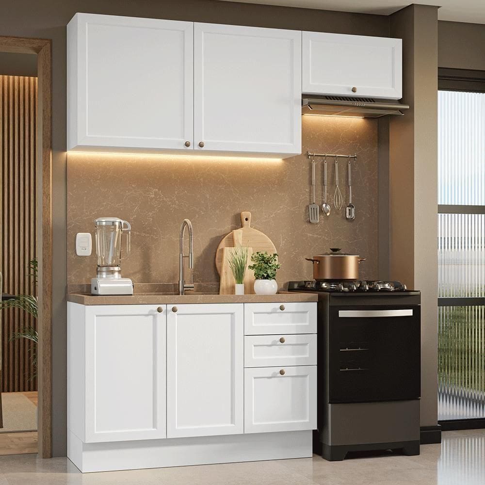 Armário De Cozinha Compacta 180 Cm Vik Madesa 02 Branco