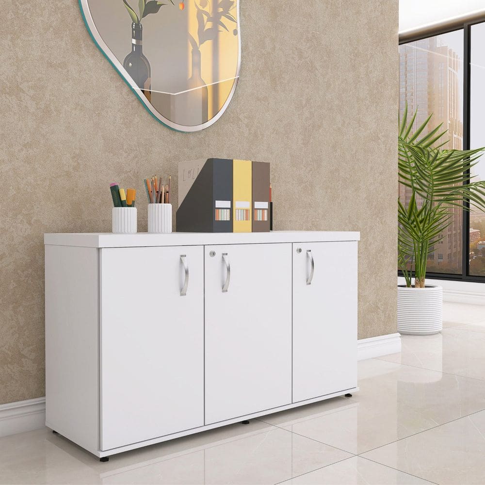Armário 3 Portas Pivotante Credenza Branco