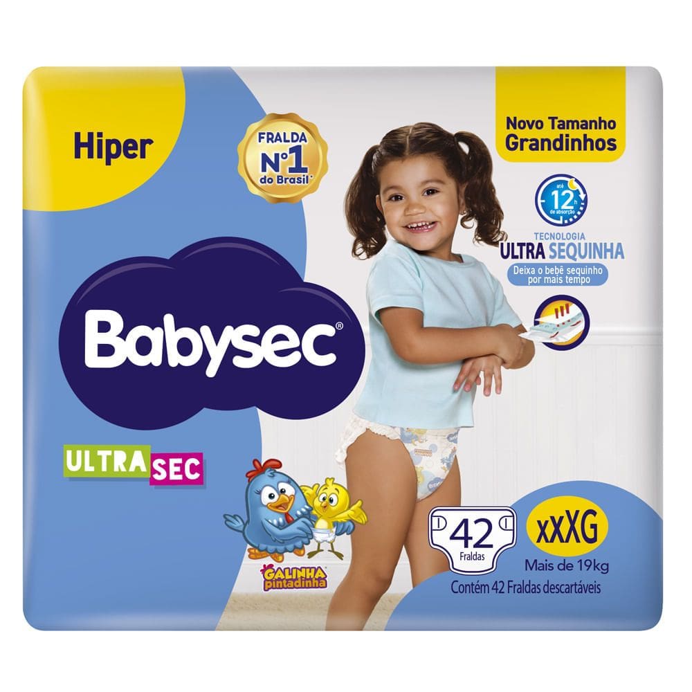 Fralda Babysec Ultrasec Hiper Tamanho XXXG 42 Unidades Descartáveis