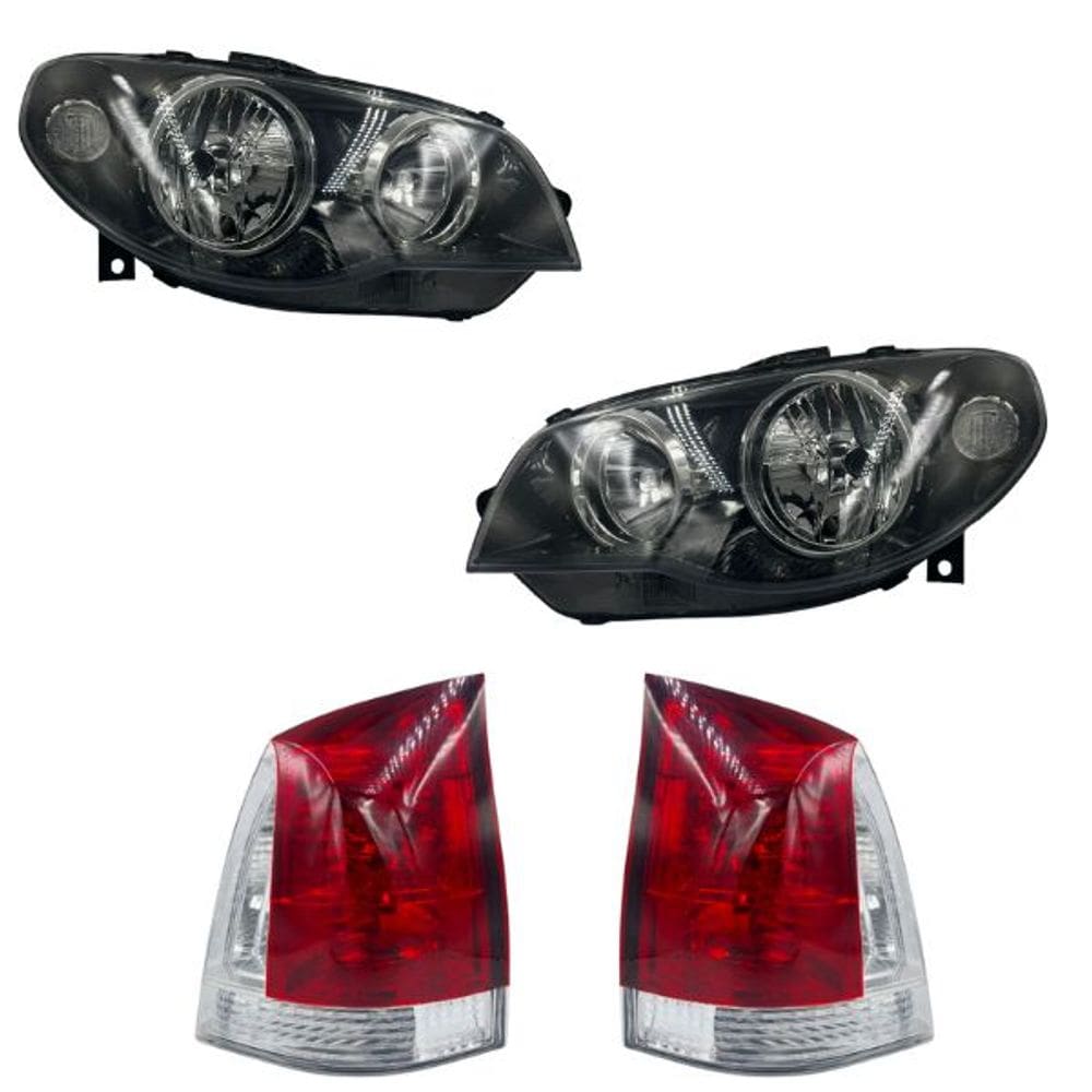 Kit Farol Palio G3 Mascara Negra Cromado + Lanterna Rubi 04 A 15
