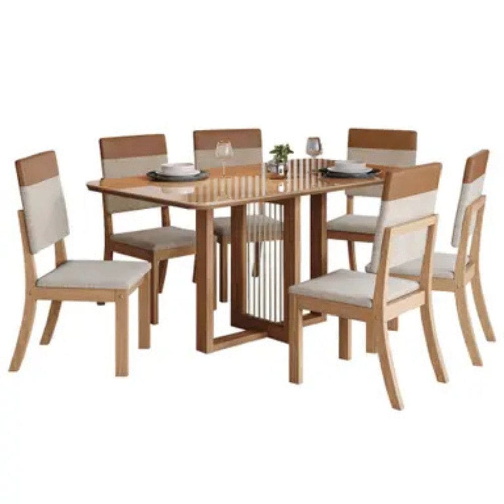 Conjunto de Mesa 6 cadeiras Assento Estofado Natalí Henn