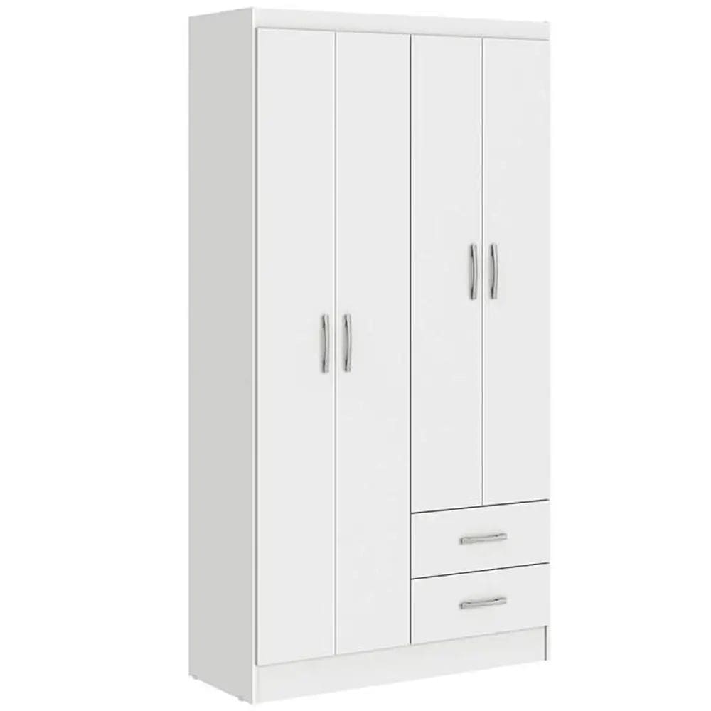 Guarda Roupa Vitoria Solteiro 4 Portas 2 Gavetas San Marino Cor Branco