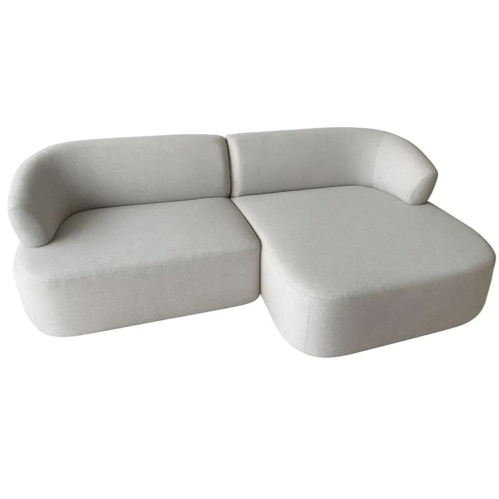 Sofá Roma Orgânico com Chaise 4 Lugares Tecido Linho 220cm Matielo Cor Cinza