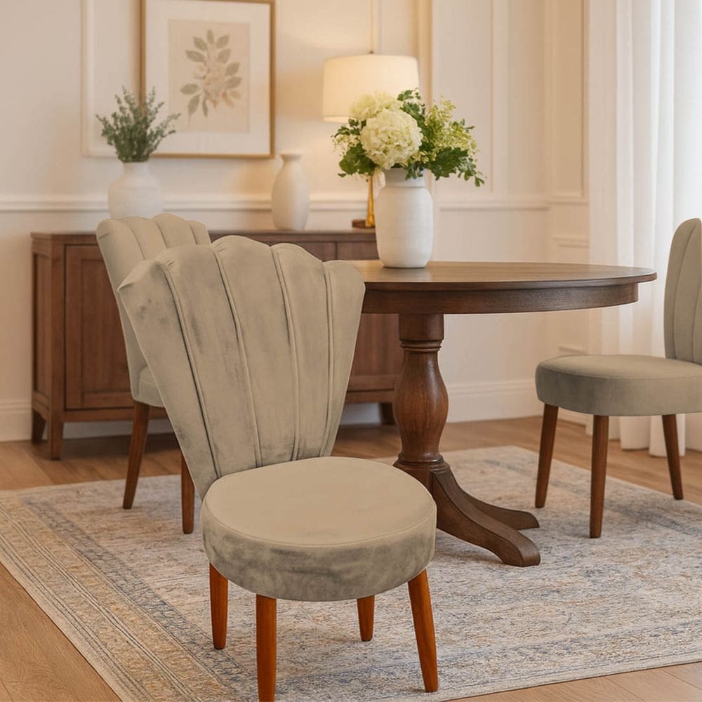 Conjunto 2 Cadeiras Estofadas Sala De Jantar Anna Suede Capuccino