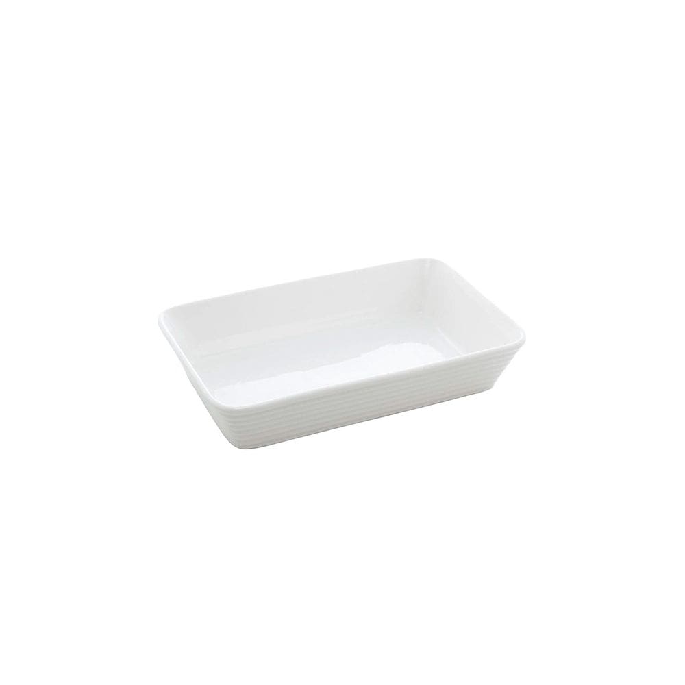 Travessa Refratario de Porcelana Retangular Branco 20cm