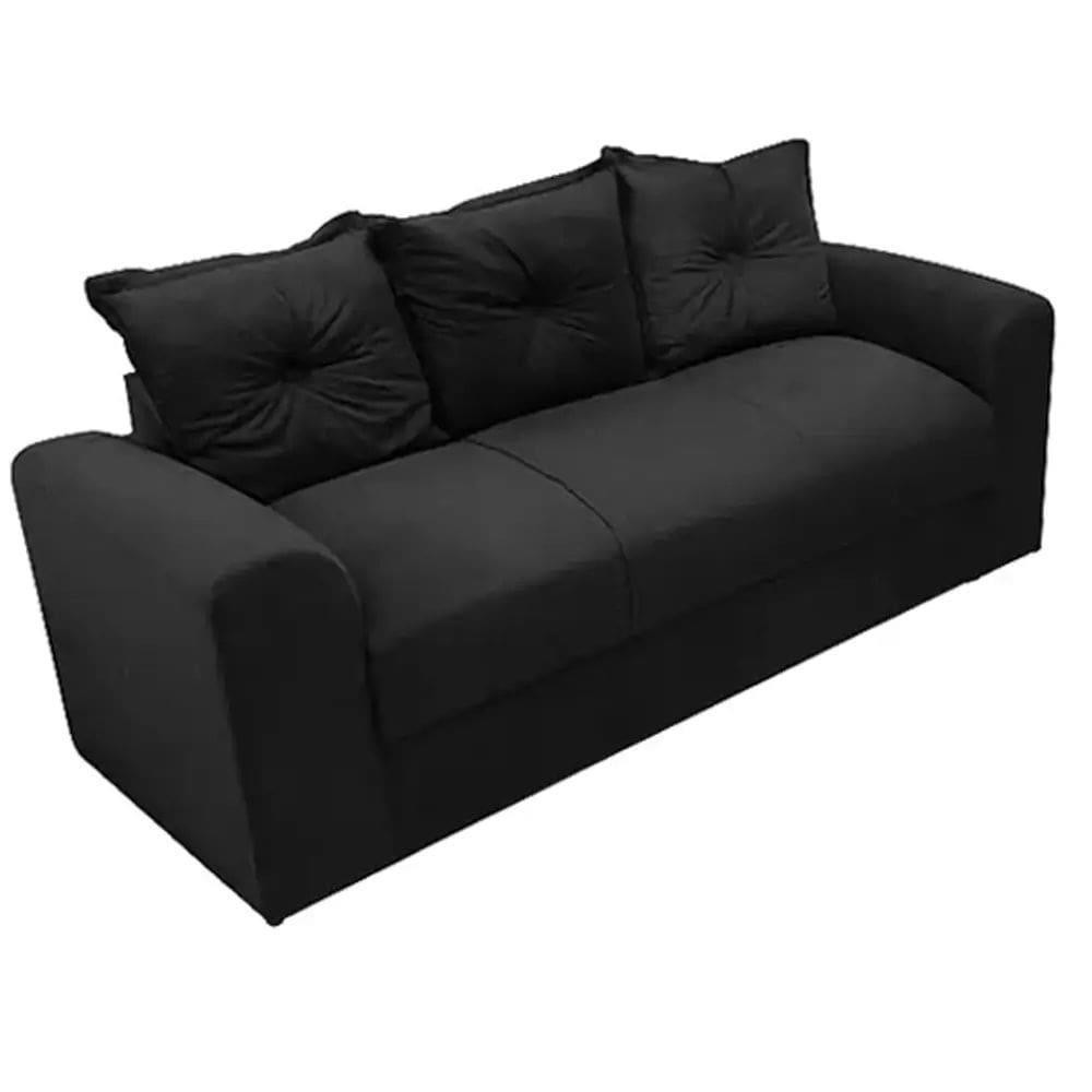 Sofá Porto 3 Lugares Tecido Suede Felipe Estofados Cor Preto