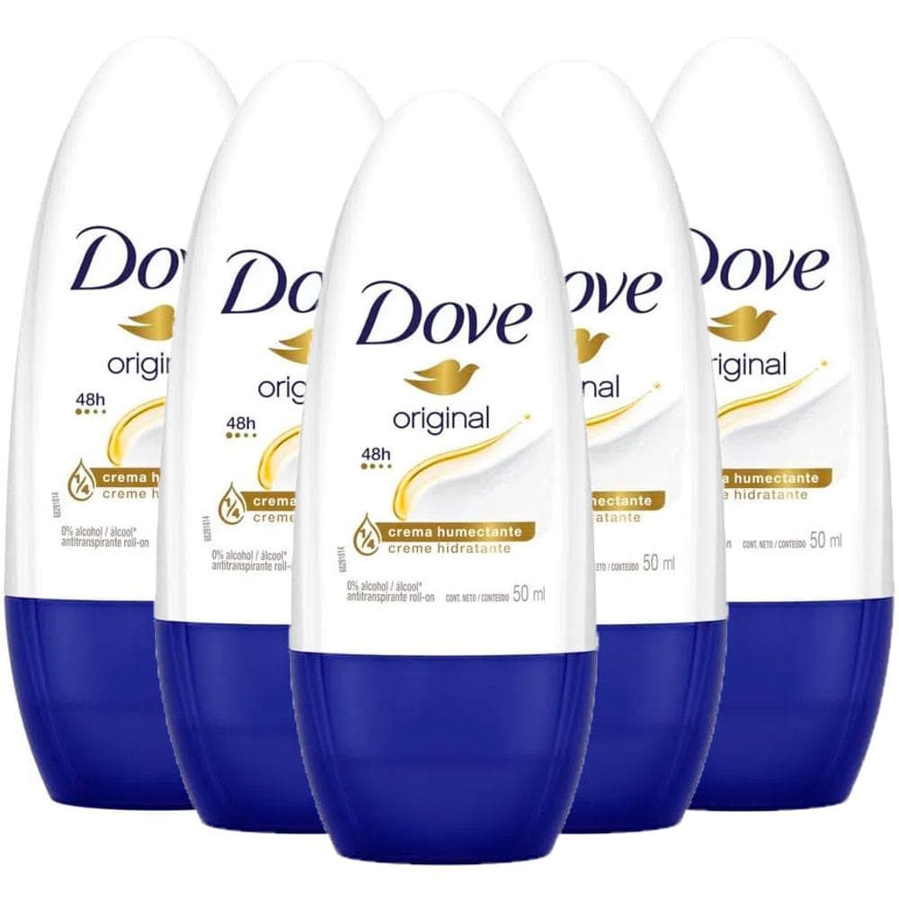 Kit 5 Desodorante Antitranspirante Roll-on Dove 50ml