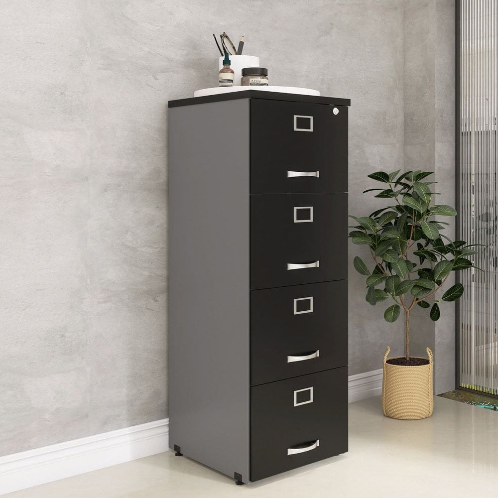 Arquivo Madeira 04 Gavetas Of04gp25 Grafito/Preto