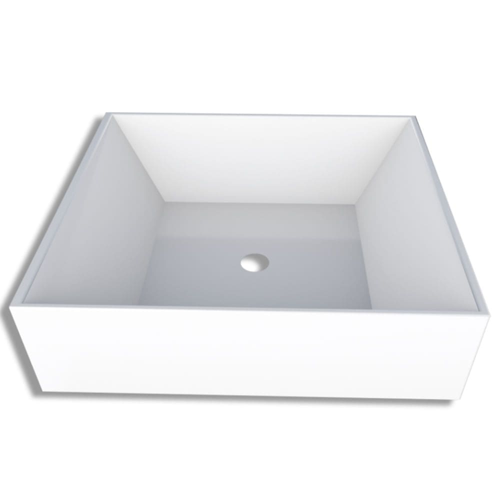 Cuba de Apoio para Banheiro em Mármore Sintético Prisma Branco 31cm - P88834 - COZIMAX