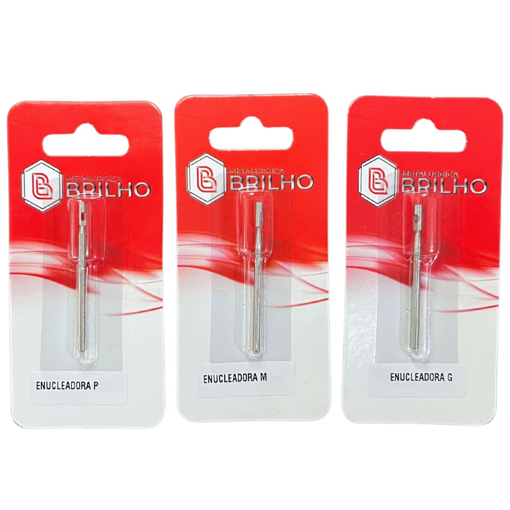 Enucleadoras Brilho – Tamanhos P, M e G - Kit com 3 Brocas