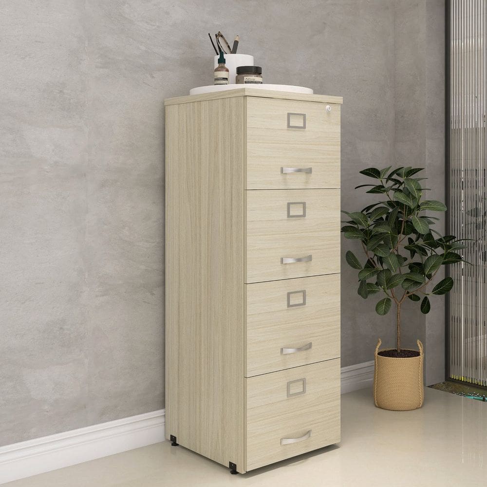 Arquivo de Madeira 4 Gavetas Of04gp25 Castanheira Natural