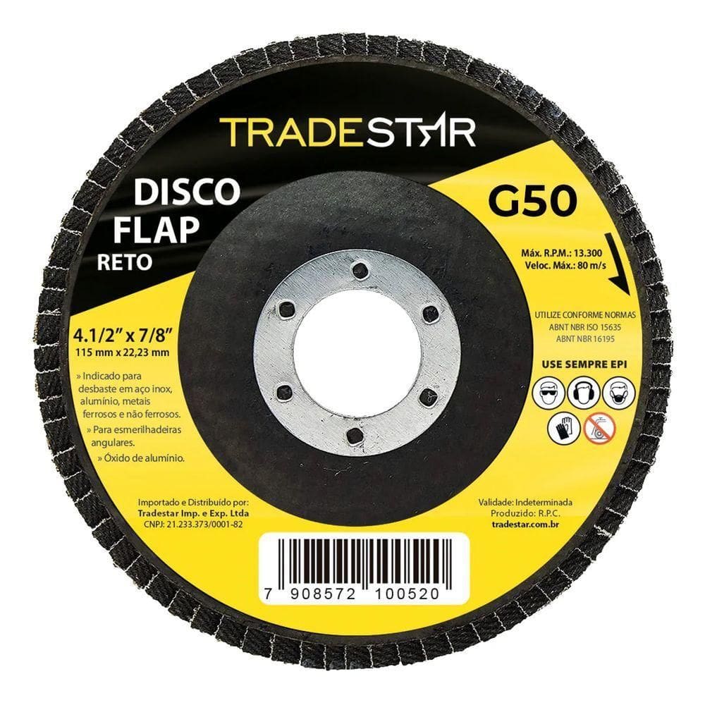 Flap Disc 115 Mm G50 Fibra Reto Aço Tradestar