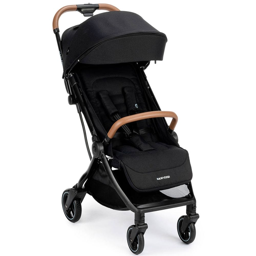 Carrinho de Bebê Maxi Cosi Eva 3 Berço Passeio Fecha com Uma Mão Reclinável Leve Compacto Dobrável Para Viagem 0-22 Kg Preto Essential Black