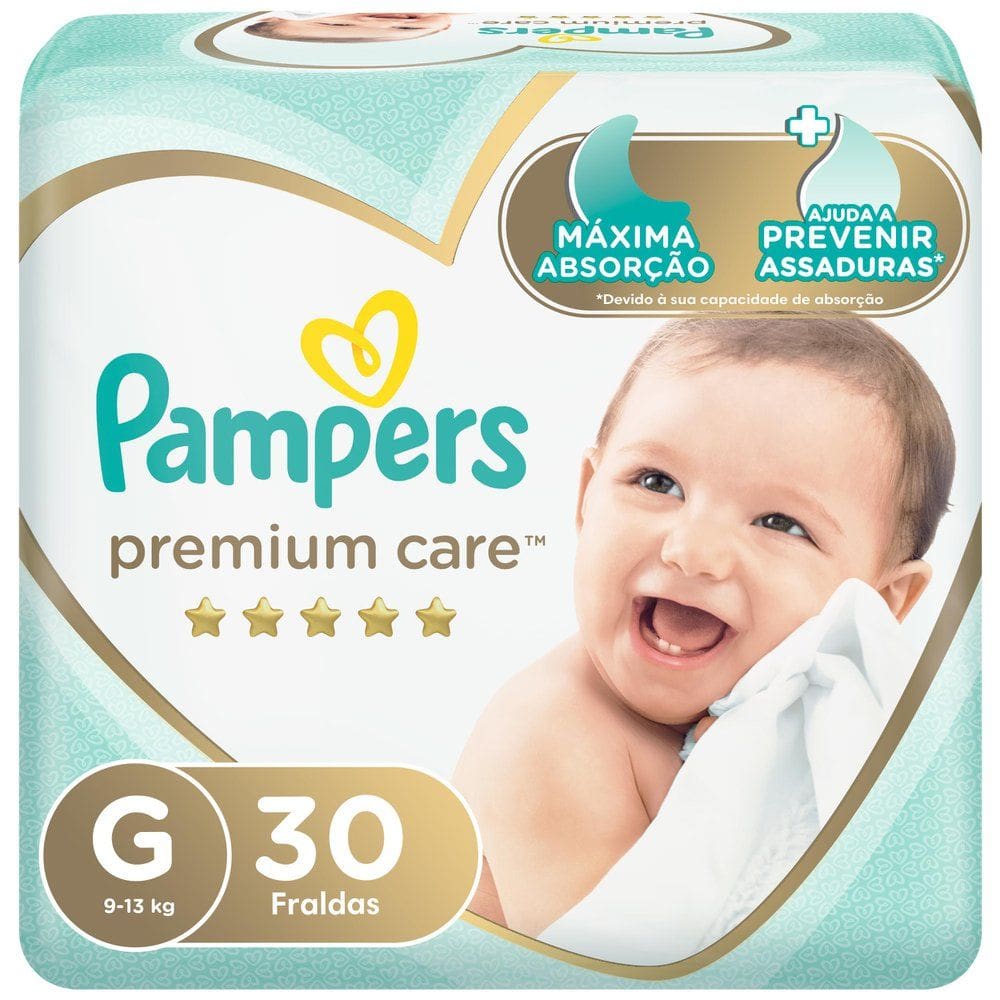 Fralda Pampers Premium Care Tamanho G Pacote Mega 30 Fraldas Descartáveis