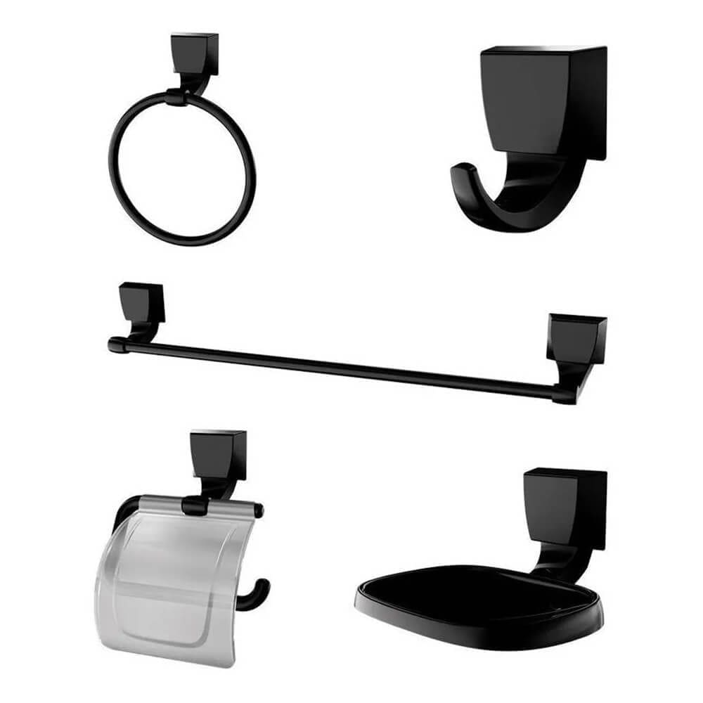 Kit Banheiro Preto Quadrado com 5 Peças 2000 F24 - 140064 - LORENZETTI