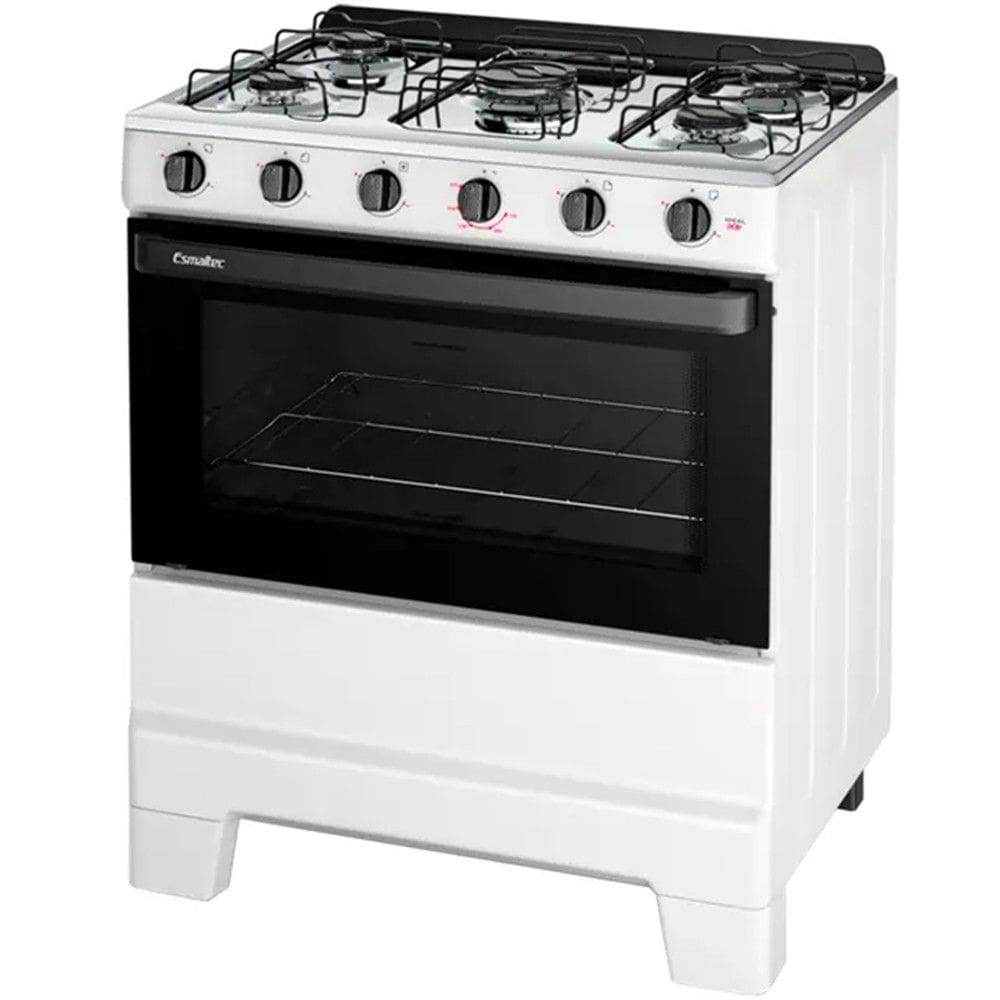 Fogão Esmaltec Ideal Pop 5 Bocas Manual Mesa Aço Inox