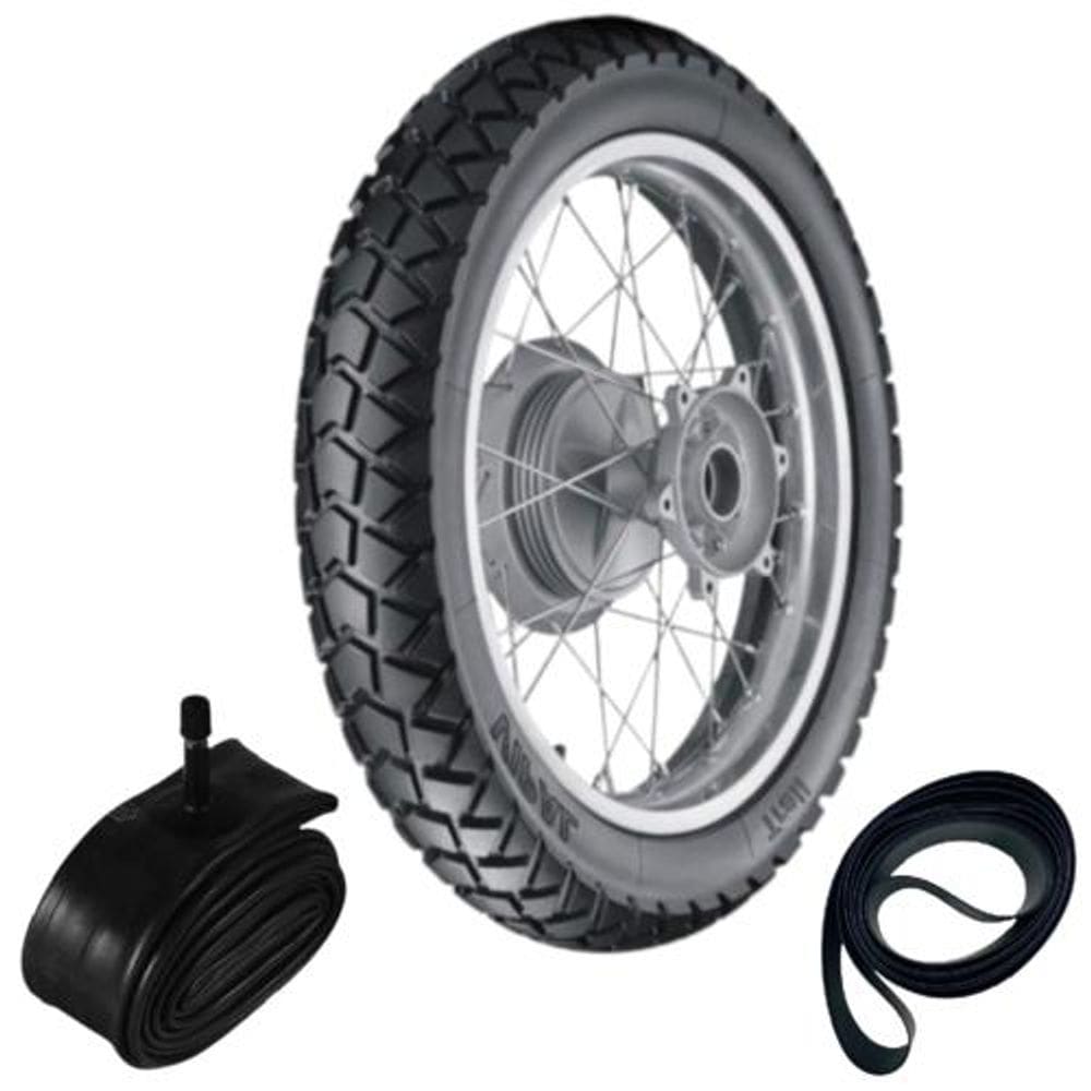 Kit Pneu Biz 100/125 Pop 100 60/100-17 Tr300 Vipal + Câmara + Cinta