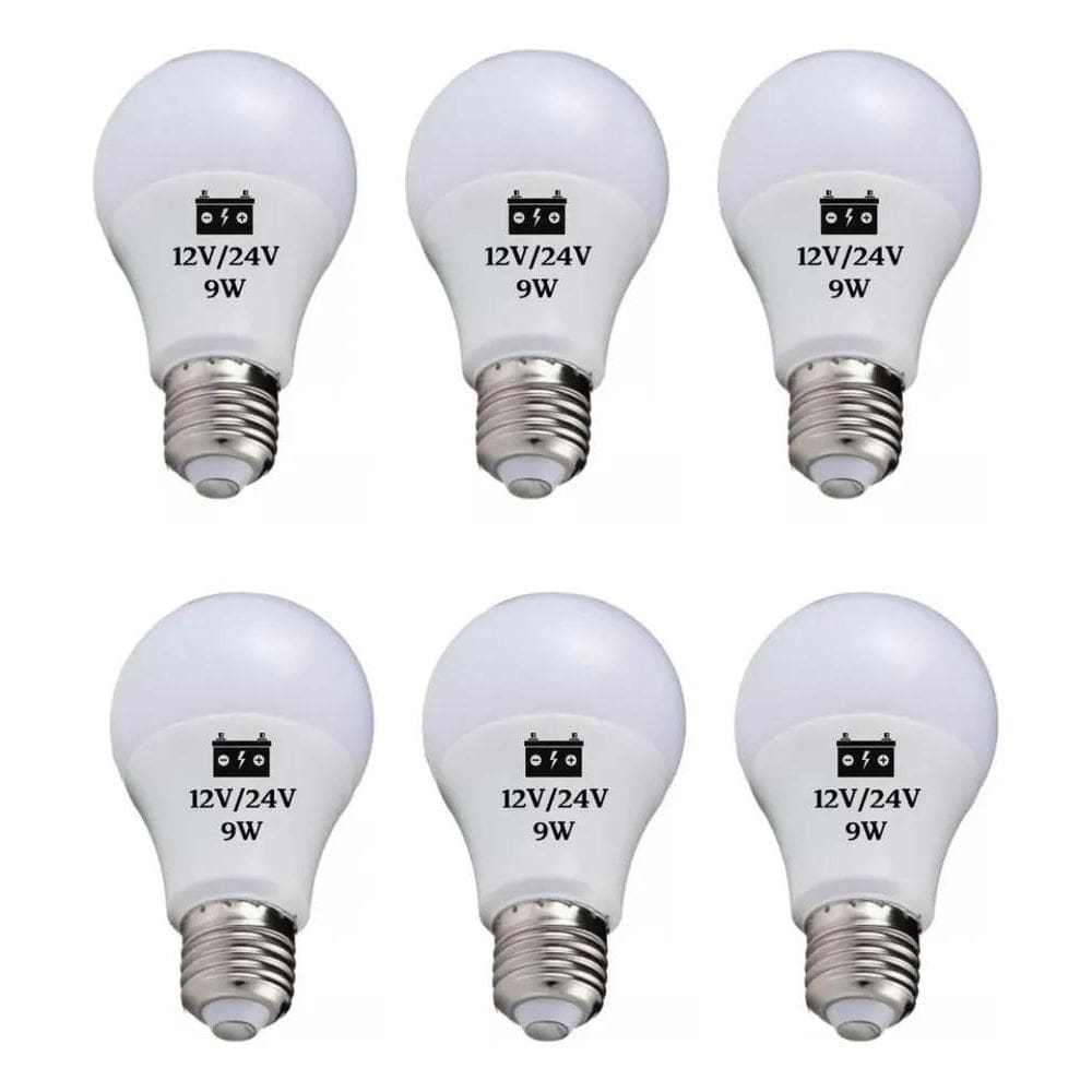 3X Kit 06 Lâmpada Led Bulbo 9W 12V / 24V Para Sistema Solar