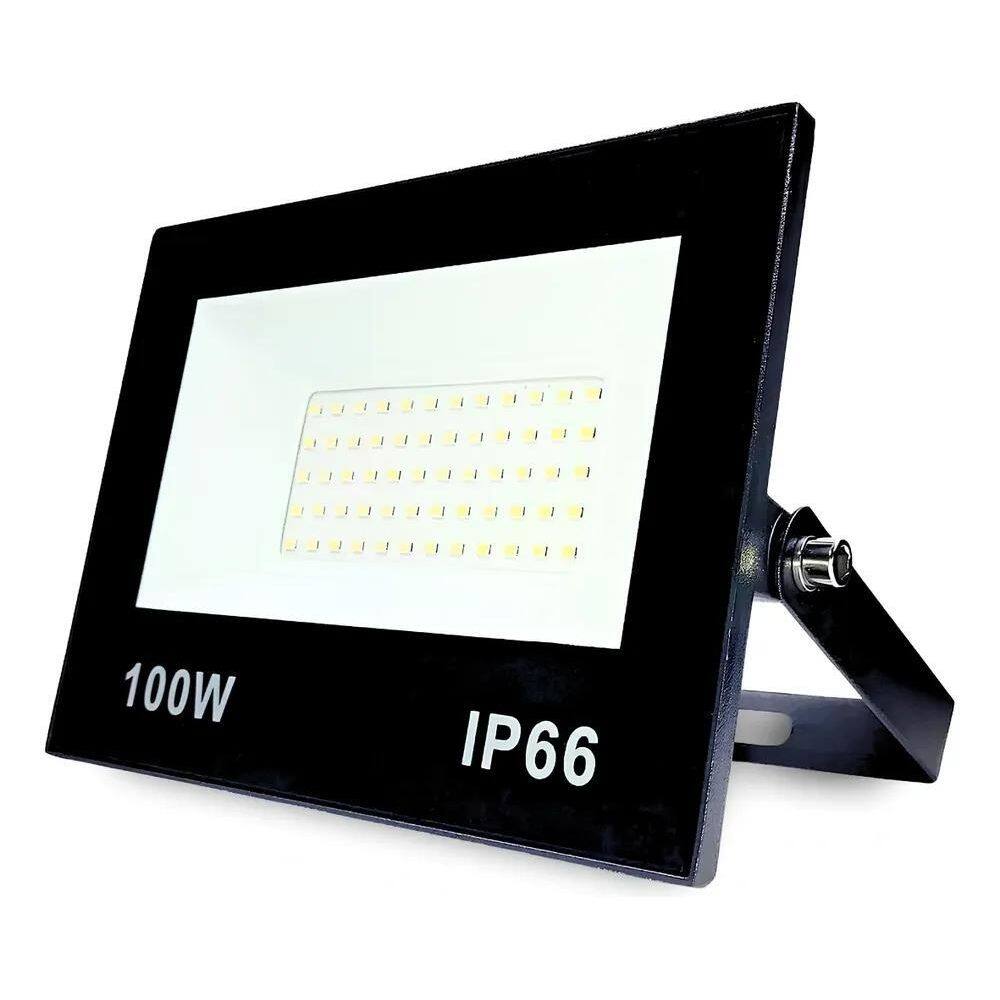 3X Refletor Led 100W Ip66 Branco Frio Prova D`Água 6500K Hol