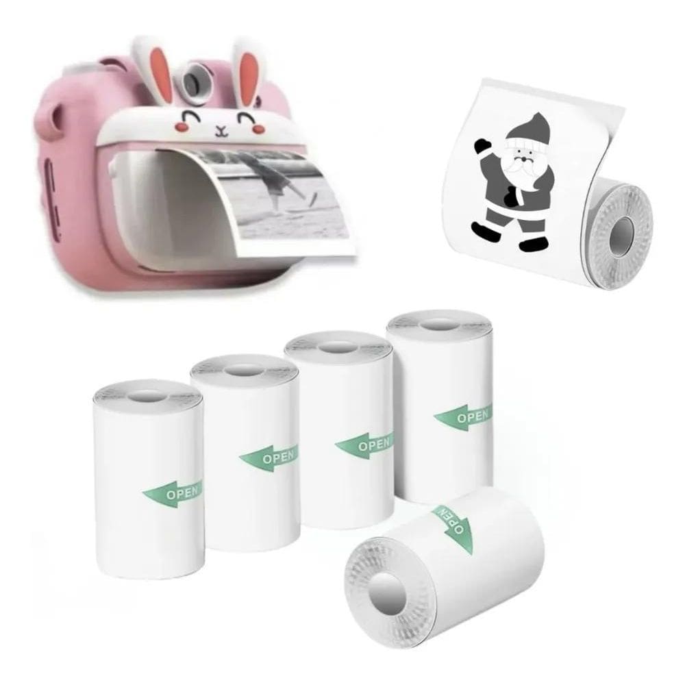 3X Kit 5 Rolos Papel Termico Adesivo Camera Infantil Impress