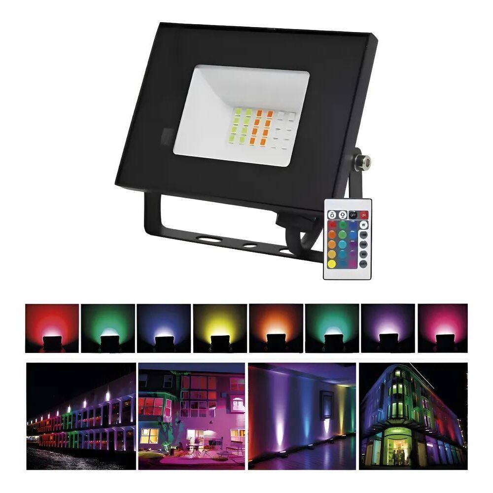 3X Refletor Holofote Led Rgb 20W Ip66 Bivolt Colorido Preto