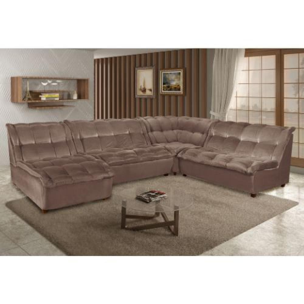 Sofá de Canto Com Chaise Inca Caramelo Charme Bello Estofados