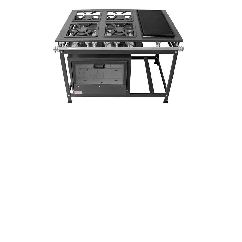 Fogão Industrial 4 Bocas 30x30 P5 com Chapa e Forno Leona