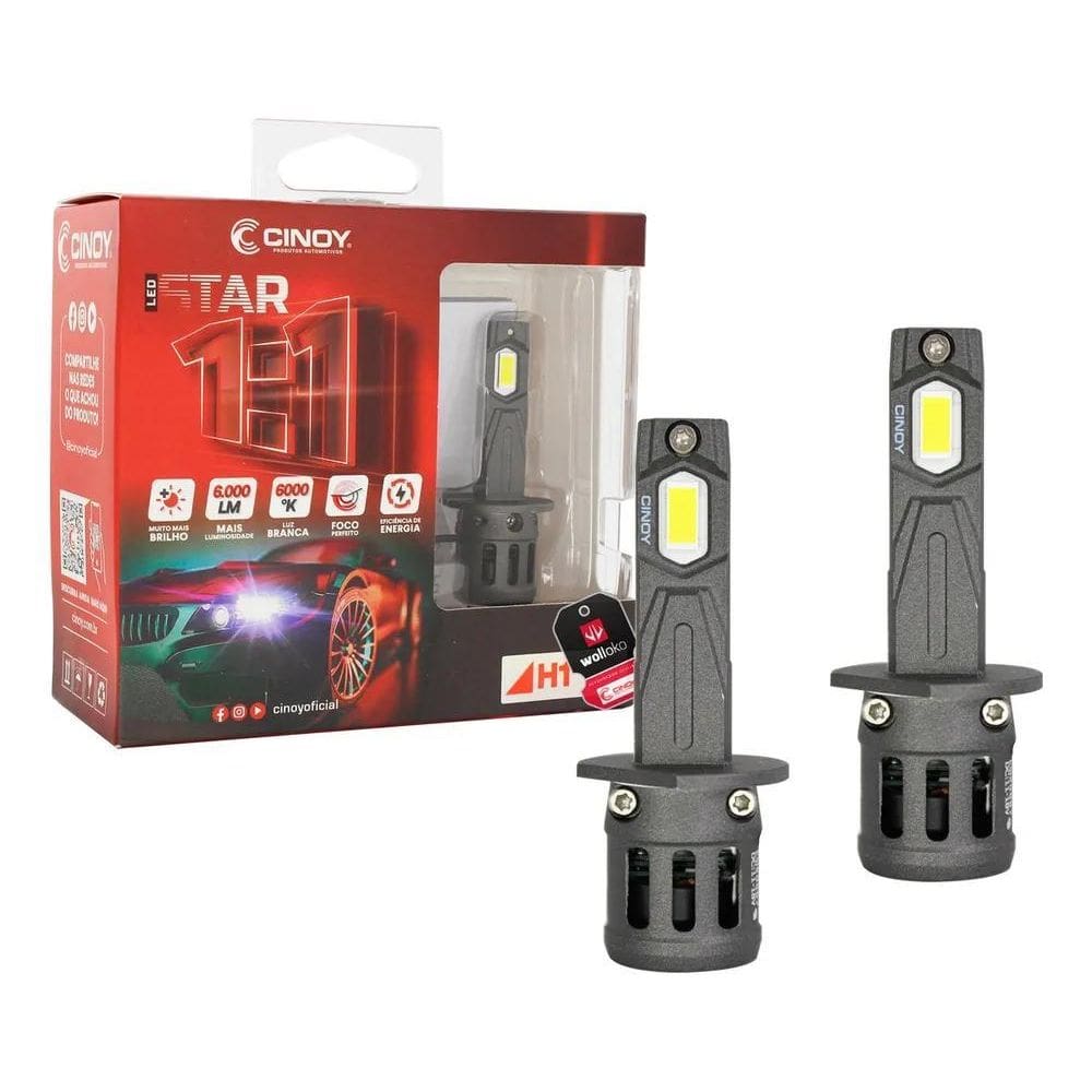 3X Lâmpada Led Mini Cinoy Star H1 H3 H7 H8 H9 H11 H27 Hb3 Hb