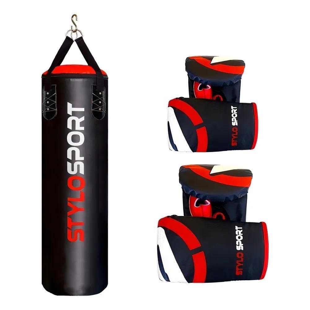 3X Stylo Luta Boxe Muay Thai Mma Reforçado Box Bater Negro -